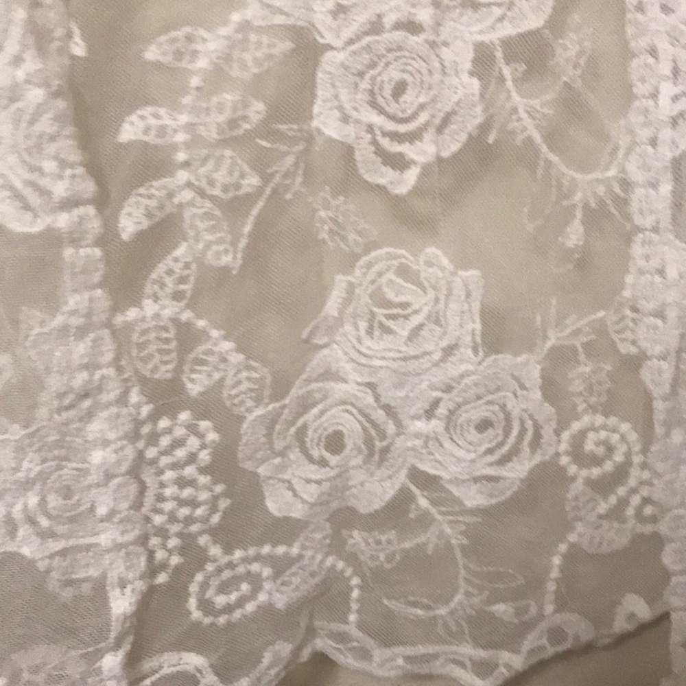 White embroidered lace detail open cardigan - Picture 8 of 8